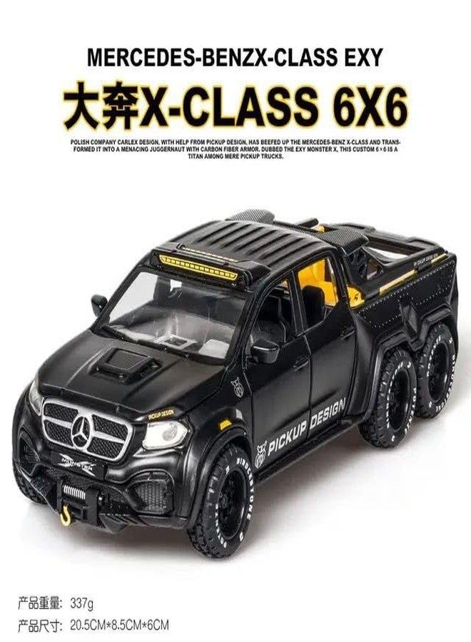 KING FORU 1:24 Scale Exclusive Alloy Metal Pull Back Die-cast Car Model with Sound Light Mini Auto Toy for Kids Metal Model Toy Car with Sound and Light (1.24 Amg Benz-Class Exy 6X6 -Black) - Image 4